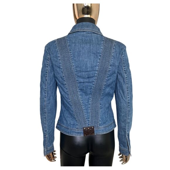 Vintage ESCADA Denim Zip Jacket with Fine Stitch Detailing Size Small - Picture 5 of 16
